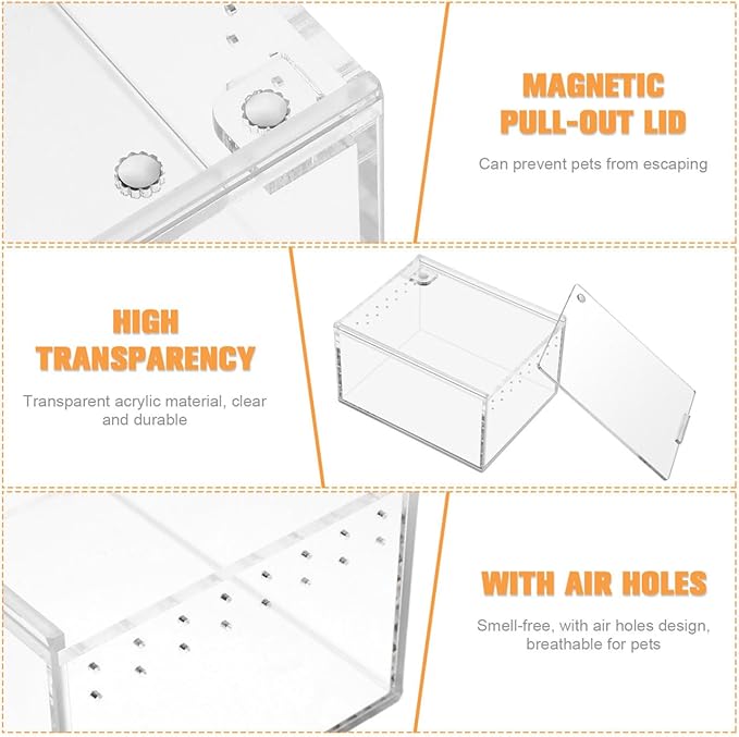 POPETPOP Reptile Breeding Box Reptile Feeding Container Aquarium Breeding Tank Transparent Feeding Box Terrarium Habitat for Snake Turtle Lizards
