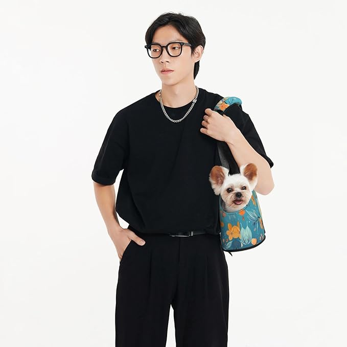 Bird on a Branch Printed Portable Foldable pet Shoulder Bag, Suitable for Carrying Small Pets