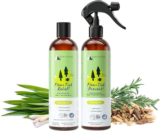 Flea & Tick Spray and Shampoo Kit for Dogs & Cats