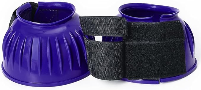 HILASON Western Horse Rubber PVC Ribbed Double Hook and Loop Bell Boots Training Protective Shock Absorbing Leg