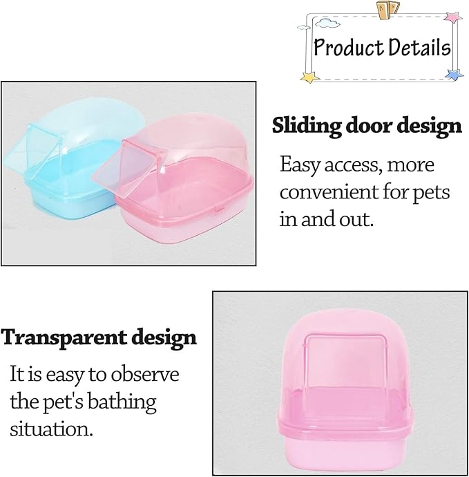 kathson Hamster Sand Bath Container Dwarf Hamster Dry Bathroom Chinchilla Sauna Toilet Plastic Sand Bathtub Sand Box Ideal for Guinea Pig Gerbil Hedgehog Squirrel and Other Small Animals (Pink)