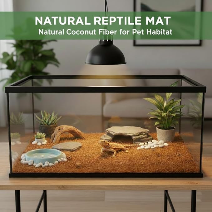 Reptile Carpet, Reptile Mat, Natural Coconut Fiber Liner Flooring for Tank, Bearded Dragon Tank Accessories (18"X 36", 1 PCS)