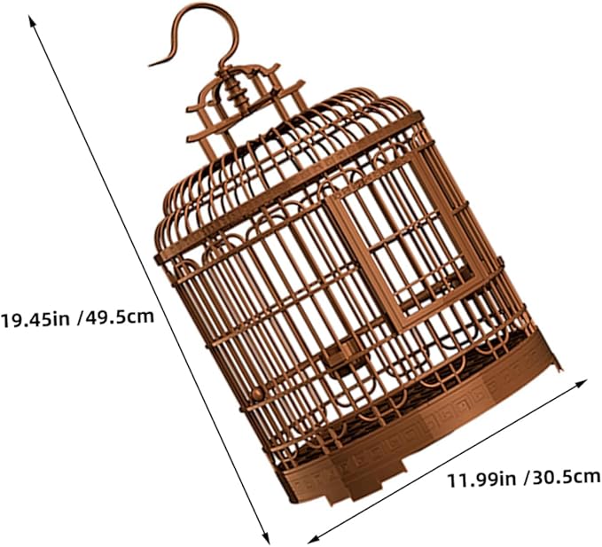 Vintage Birdcage Villa Large Decorative Plastic Cage for Parakeets Budgies Cockatiels Travel Indoor Use