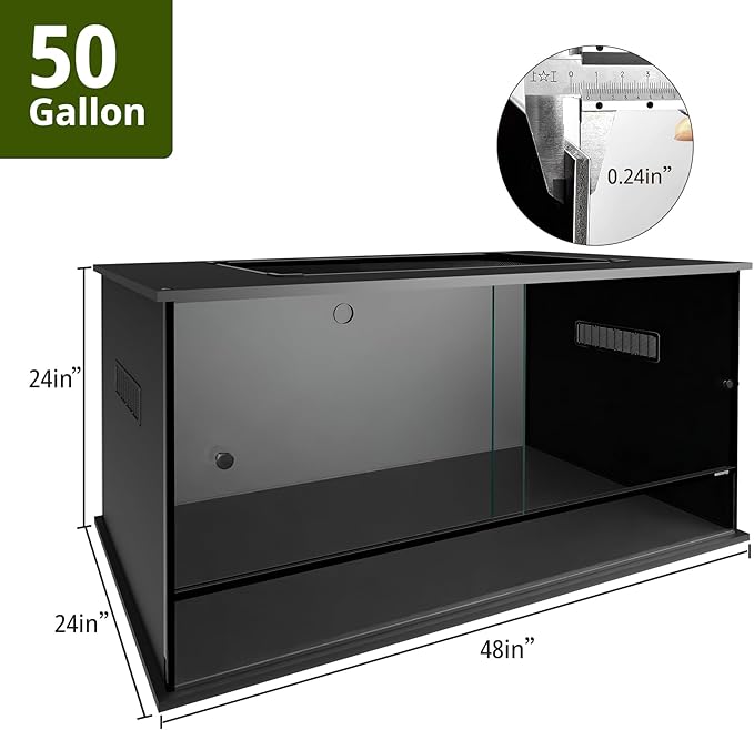 36x18x18 Inch PVC Reptile Enclosure,50 Gallon Reptile Tank Cage for Snake,Ball Python,Bearded Dragon,Gecko,Lizard,Turtle with Front Sliding Door and Top Screen Ventilation