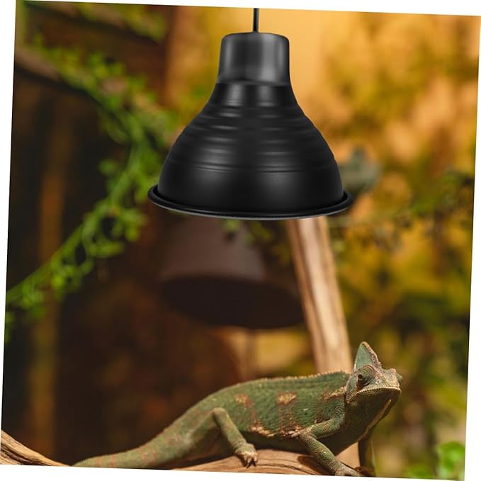 HEALLILY 2pcs Reptile Heat Lamp Dome Shade Insulation Reflector for Optimal Heating Terrariums for Pet Stores and Home Use Black with Interior Maintains Humidity and Temperature
