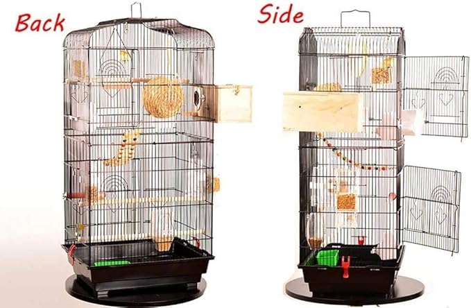 Large Black Metal Bird Cages Parrot House Finch Perch with Tray Complete Accessories Flower Shop Decoration,