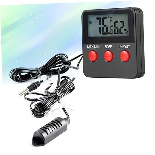 Angoily Digital Thermometer Hygrometer for Reptile Care Accurate Temperature Humidity No Battery Required for Eggs Hatching Home Office Use Black