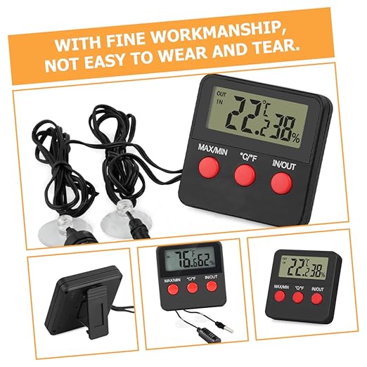 DECHOUS 2Sets Digital Humidity Temperature for Reptile Tanks Hygrometer for Indoor Use for Egg Hatching Monitoring Reptile Environments