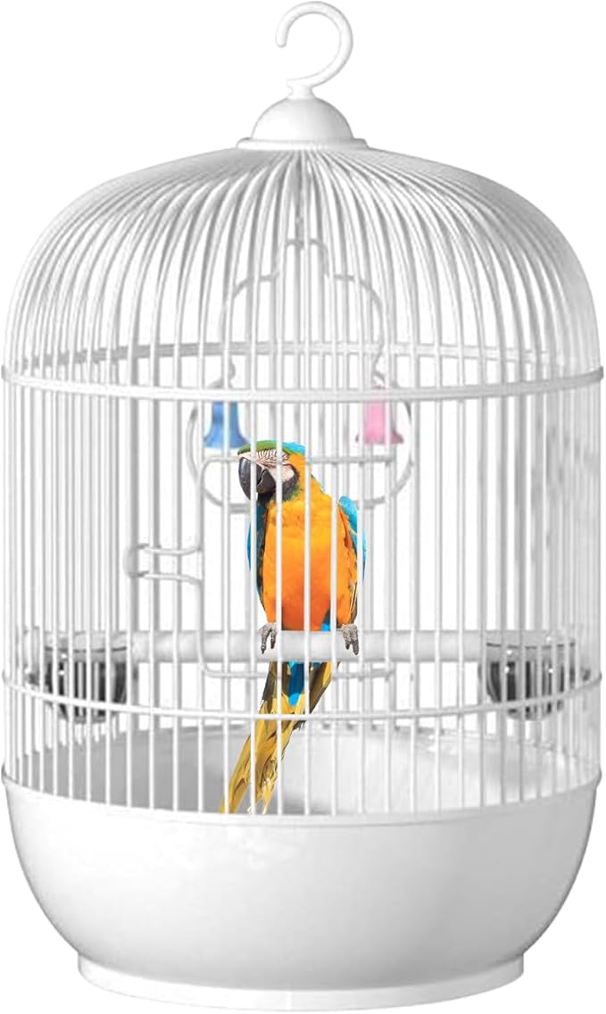 Bird Cage, Round Birdcage, Parrot Exterior Cage, Bird Carrier Cage for Birds, Round Portable Parakeet Handrail Small Bird Cage