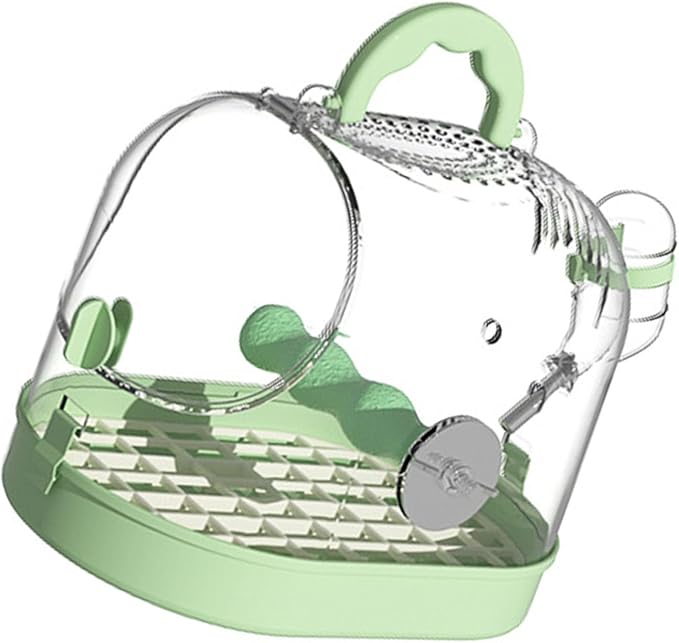 Travel Cage for Bird with Watering Cups and Bottom Grids Ventilation Carriers Clear Cage for Outdoor Indoor Use Small Transport Box