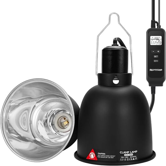 5.5" Reptile Heat Lamp Fixture with PID Dimming Thermostat, Independent Day Night Temperature Control, MAX 100W (Bulb Not Included)