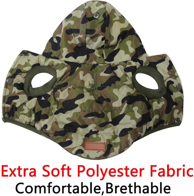 Vecomfy Fleece Lining Extra Warm Dog Hoodie in Winter for Small Dogs Jacket Puppy Coats with Hooded,Green Camo M