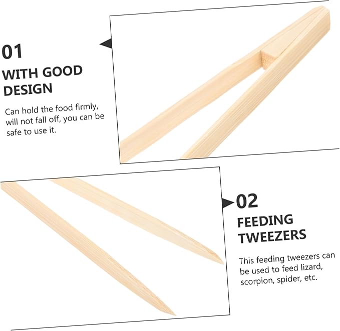 Garneck Bamboo Reptile Tweezer Pet Feeding Tool for Lizards Turtles Small Reptiles