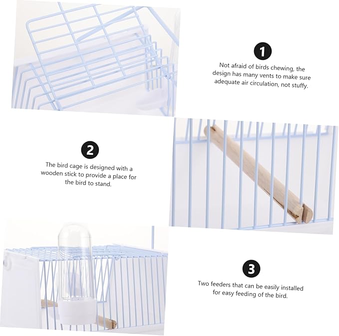 GALPADA 1set Portable Bird Carrier Cage Handle Comfortable Travel Cage for Parrots Small Birds and Pets for Outdoor Adventures and Trips Breathable Design Compact White Small