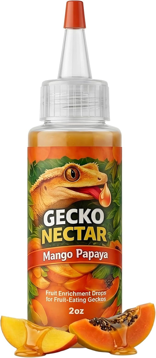 CTWPets Gecko Treat – Liquid Fruit Nectar Drops for Crested Gecko, Day Gecko & Gargoyle Gecko | Treat, Water Additive & CGD Mixer (2oz, Mango Papaya)