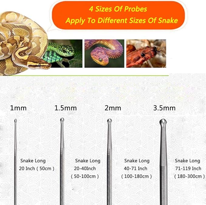 Professional Reptiles Snake Sexing Probes with Round Ball Tip 5 Pieces