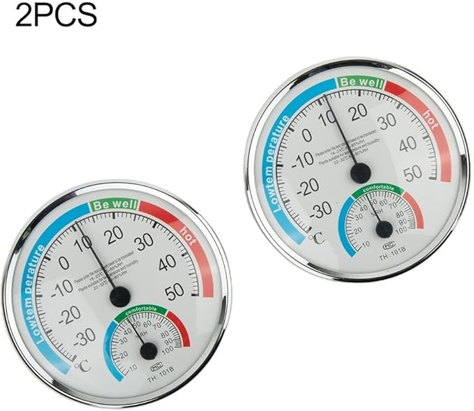 Analogue Room Climate Monitor with Temperature Humidity Gauge for Wall Mount or Stand, Indoor Use in Bathroom Sauna Nursery Bedroom Terrarium Reptile(2pcs)