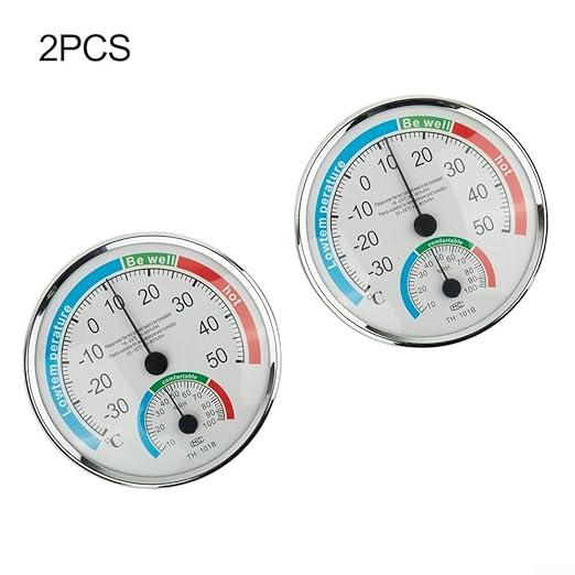 Analog Thermometer Hygrometer for Indoor Room Climate Control, Wall Mount or Stand Device with Comfort Display, No Battery Required for Home Office Greenhouse Sauna Terrarium, White(2pcs)