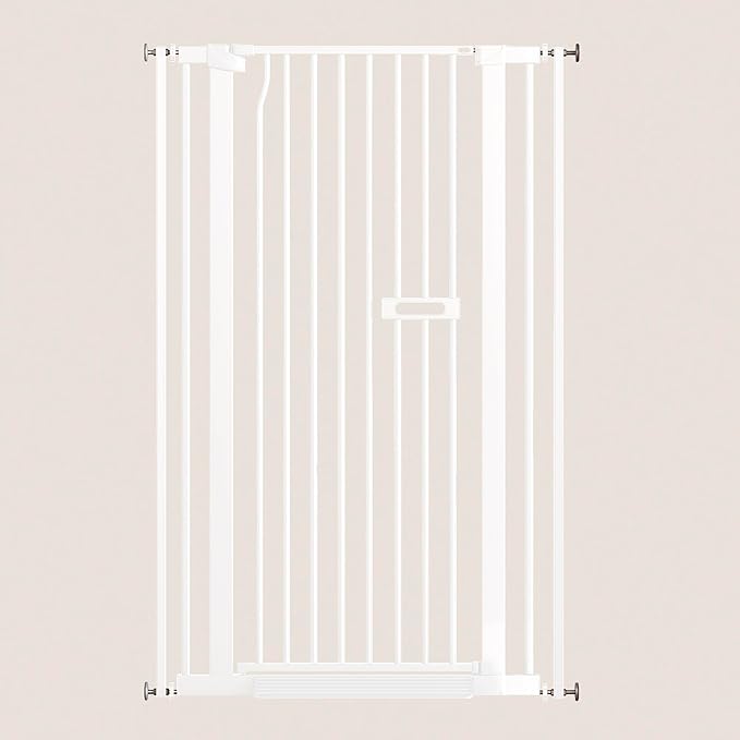 55.1" Extra Tall Dog Gate Indoor for Doorways, 30.1-33.8" Wide Cat Pet Gate for Stairs, 1.37" Gap No Drilling Auto Close High Pressure Mounted for Kitchen/Hallways, White