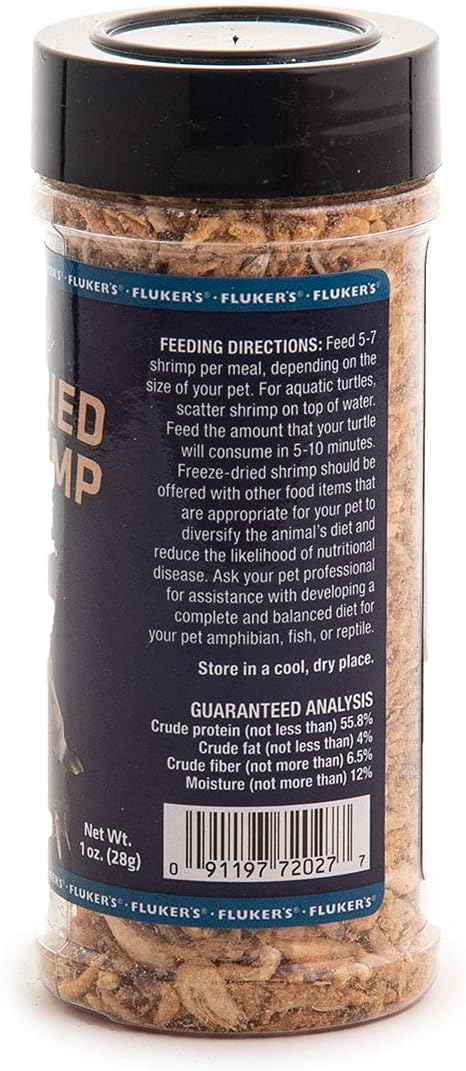 Fluker's Freeze Dried River Shrimp, Nutrient-Packed, Ideal for Lizards, Reptiles, Birds, Fish, Hedgehogs, 1 Oz