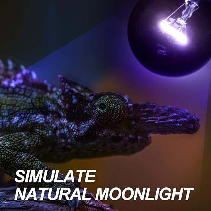 WACOOL 2Pack Reptile Night Heat Lamp, 100W Night Heat Lamp for Reptiles & Amphibians,Simulate Nature Moonlight Purple Night Light for Bearded Dragon Lizard Snake Crab