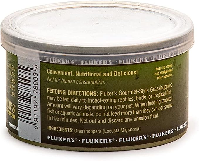 Fluker's Gourmet Canned Food for Reptiles, Fish, Birds and Small Animals, Grass Hoppers, 1.2 oz (Pack of 3)
