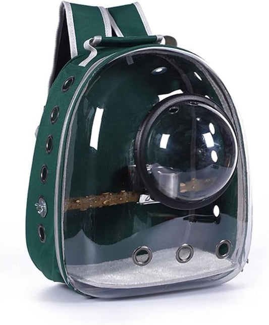 The Birdcage Lightweight Bird Carrier Backpack Travel Cage Bird Breathable Transparent Creative Space Cabin Shape Design Bird Utensils Parakeet Cage (Color : Green)