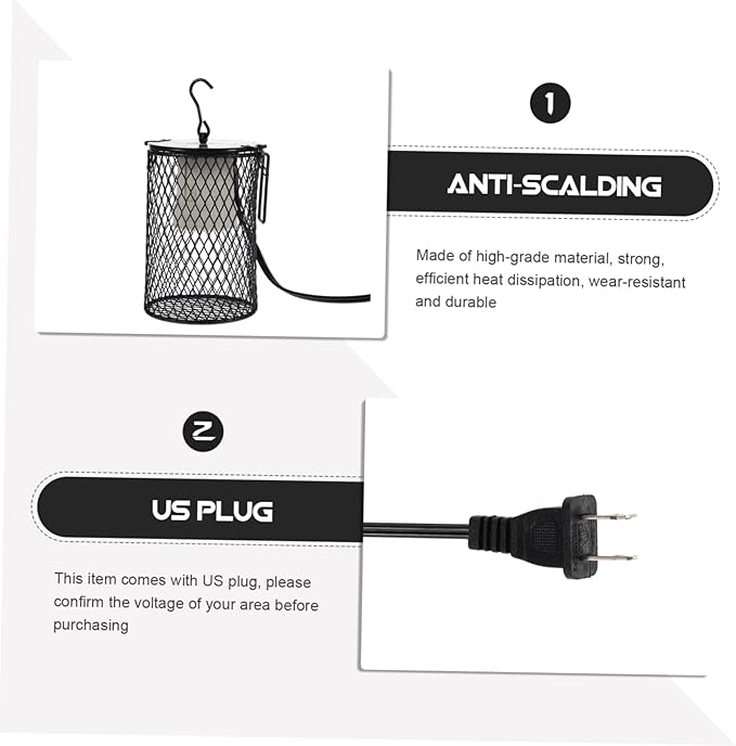 Strong Heat Dissipation Reptile Heating Pad Cover Pet Heating Light Shade Parrot Heater Guard Cage Lamp Cover for Bearded Dragon Plug