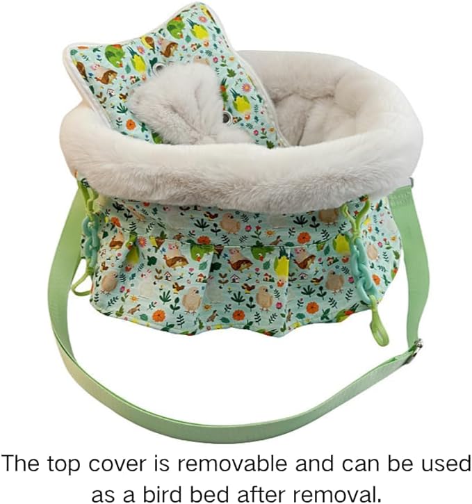 2 in 1 Warm Bird Carrier Bag, Bird Hammock Bed for Cage, Winter Travel Bag, Portable Parrot Outing Bag for Lovebird, Budgie, Conure, Quaker, Small Medium Birds (Blue,Medium)