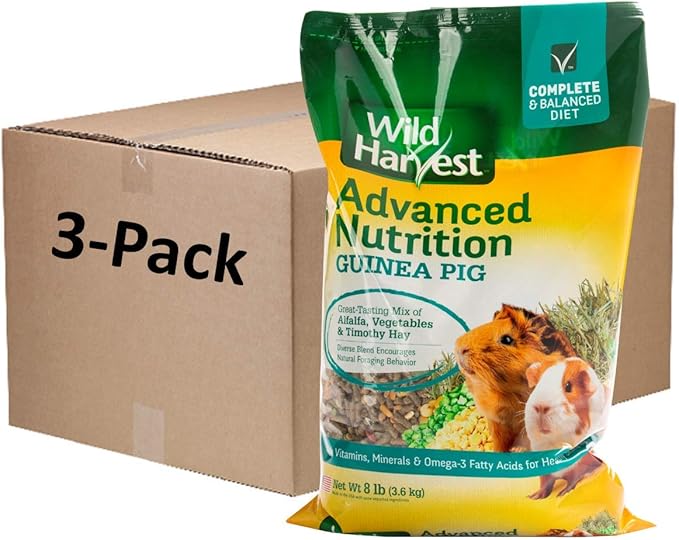 Wild Harvest Advanced Nutrition Guinea Pig 8 Pounds, Complete and Balanced Diet, Pack of 3 (G19708)