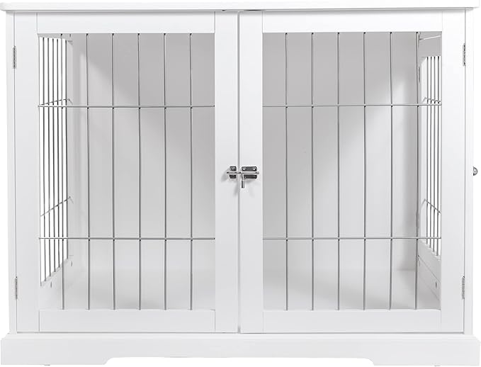 Trixie 32.7" Indoor Dog Crate, Wooden Crate Table for Dogs Up to 50 lb, Medium Dog Kennel, Perfect in Any Room, White