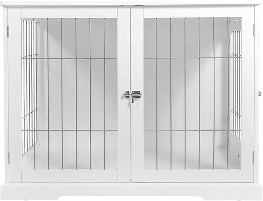 Trixie 32.7" Indoor Dog Crate, Wooden Crate Table for Dogs Up to 50 lb, Medium Dog Kennel, Perfect in Any Room, White