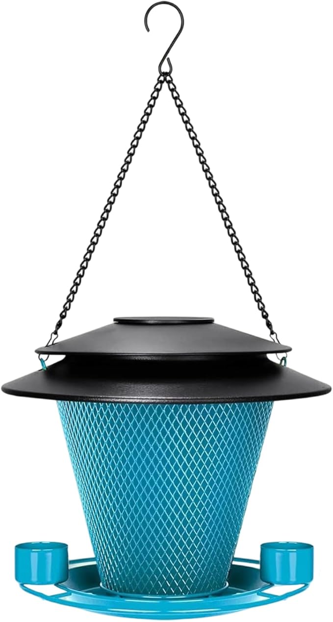 Garden Bird Feeder Weather Rain Protections Feeding Station with Water Bowl Hanging for Outdoor Wild