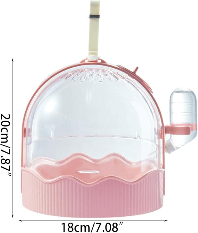 Bird Cage Small Bird Aviary Parrot Cage Flight Birdcag Bird Carrier Travel Cage Parakeet Cage with Water Bottle Shoulder Bag Cage(Pink,with Shoulder Belt)