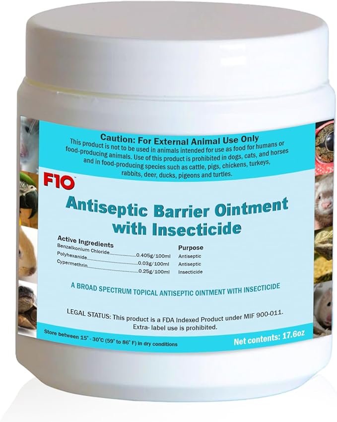 F10 Antiseptic Barrier Ointment for Reptiles, Birds, Small Animals & Exotic Animals. Wound Healing Ointment for Pet - 500g