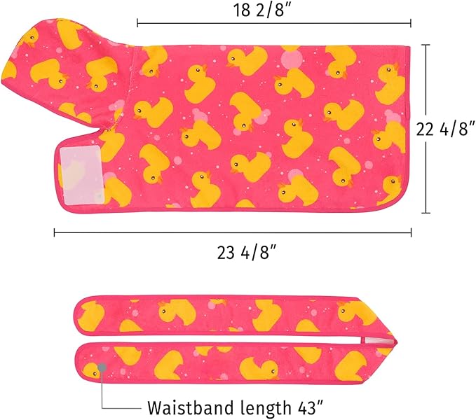 HDE Dog Bathrobe Super Absorbent Quick Drying Puppy Towel Wrap Coat Adjustable After Bath Robes with Hood for Dog Sizes S-XXL Pink Rubber Ducks S