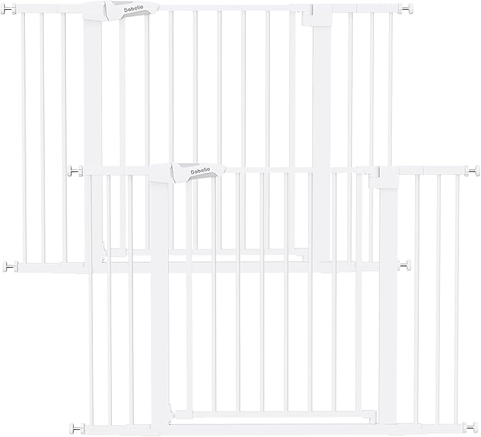 Babelio Baby Gate, 29-48 Inch Auto Close Pet Gate PressGuard P7, Easy Install Pressure-Mounted Safety Gate, Extra Wide Pet Gate for Stairs and Doorways, 2 Pack White