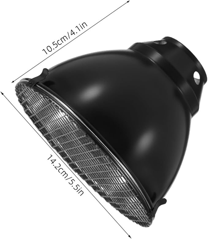 VOSAREA 1set Reptile Heat Lamp Dome Cover Aluminum Insulated Shade for Snakes Lizards and Turtles Cup Protective Mesh for Breeding Boxes and Terrariums
