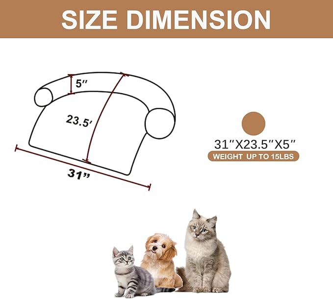 Tinaco Calming Dogs/Cats Bed Mats, Dog Pad Washable Removable Couch Cover, Plush Long Fur Mat for Pets, Waterproof Lining, Perfect for Small, Medium and Large Dogs and Cats (Desert Brown, 31"x23")