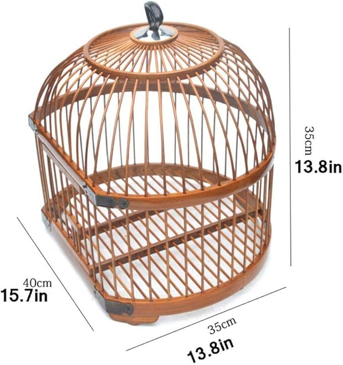 Bamboo Bird Cages Portable Travel Bird Carrier Outdoor Hanging Bird Cage Parrot Cockatiel Villa,