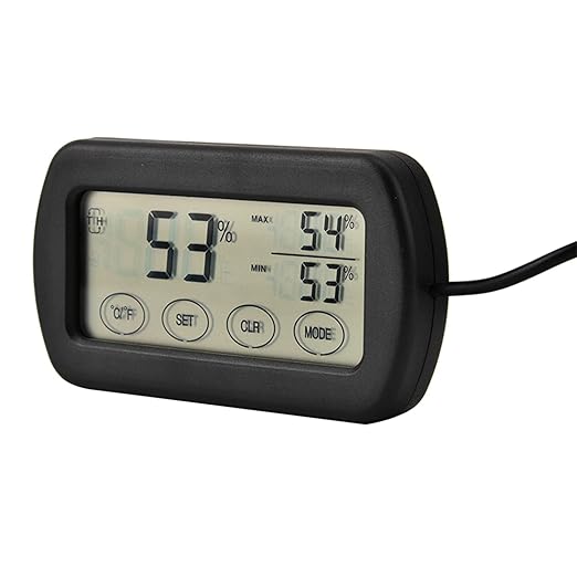 Compact LCD Display Thermometer Hygrometer, Easy Reading Digital Sensor with Suction Cup for Reptile Tanks, Pet Cage, Plant Pot, Food Storage, and More.