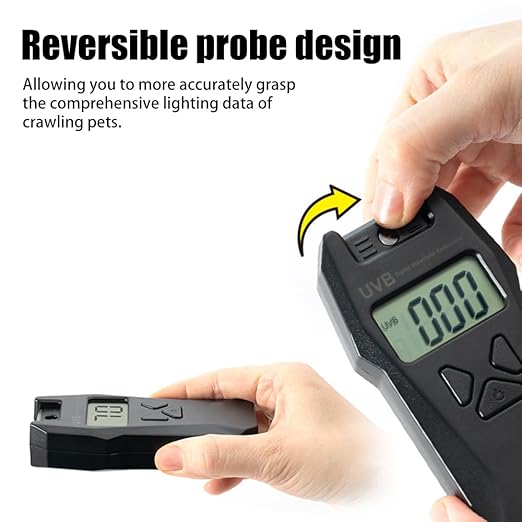 Reptile Tester, UVB/UVI/UVA Handheld Lamp Meter Light Tester with Data Record Function for Measuring 240nm-370nm