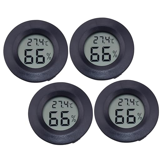Kisangel 3sets Reptile Pet Temperature and Humidity Digital Hygrometer for Terrarium Use Lightweight Acrylic Design for Snakes Bearded Dragons and Frogs Black 4pc*3