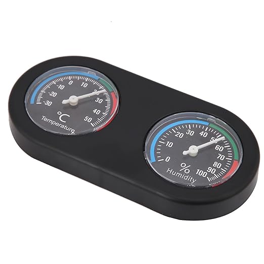 Reptile Thermometer Hygrometer | 2 in 1 Analog Gauge for Tank/Terrarium/Incubator | Mini Round Monitor, No Battery Needed