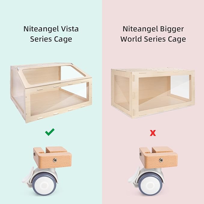 Niteangel Vista Cage Series Supplement Universal Wheel - Hamster Cage with Oblique Opening Door, Lockable, Burlywood Color, 5" x 5" x 5"