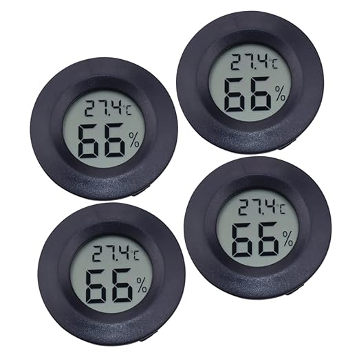 Abaodam 4pc Digital Humidity and Room Thermometer Compact for Home Aquarium and Reptile Pet Box