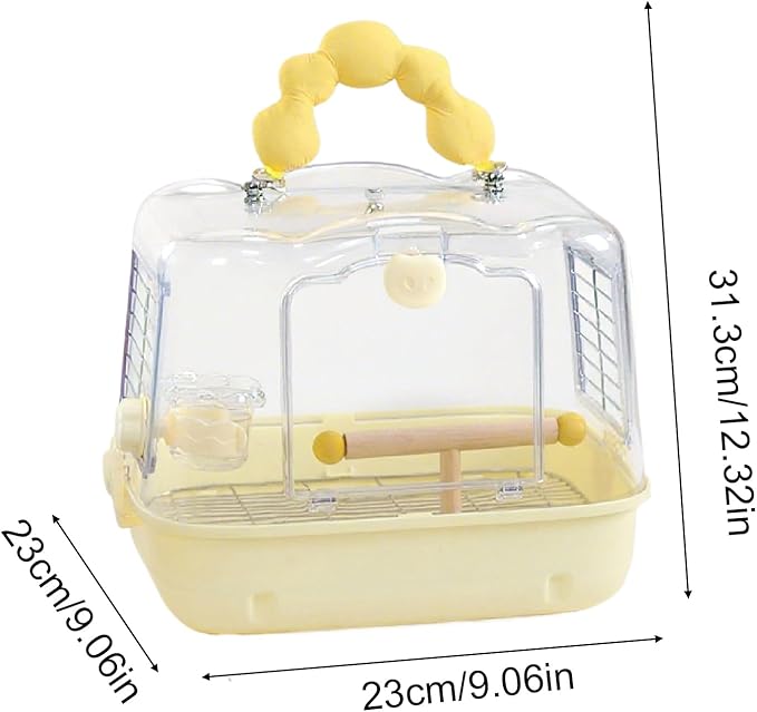 Transparent Bird Carrier, Parrot Travel Carry Bag, Lightweight with Mesh Ventilation, Soft Long Lasting Fabric Travel Tote, Carrier with Comfortable Handle, Bag for Budgies