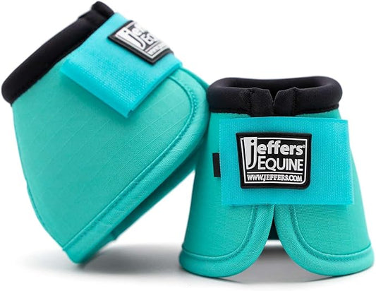Jeffers Equine No Turn Bell Boots for Horses - Turquoise, Medium | Shock Absorbing Hoof Protection | Secure Double Hook & Loop Closure, Perfect for Travel, Turnout, Training, & Riding - 1 Pair