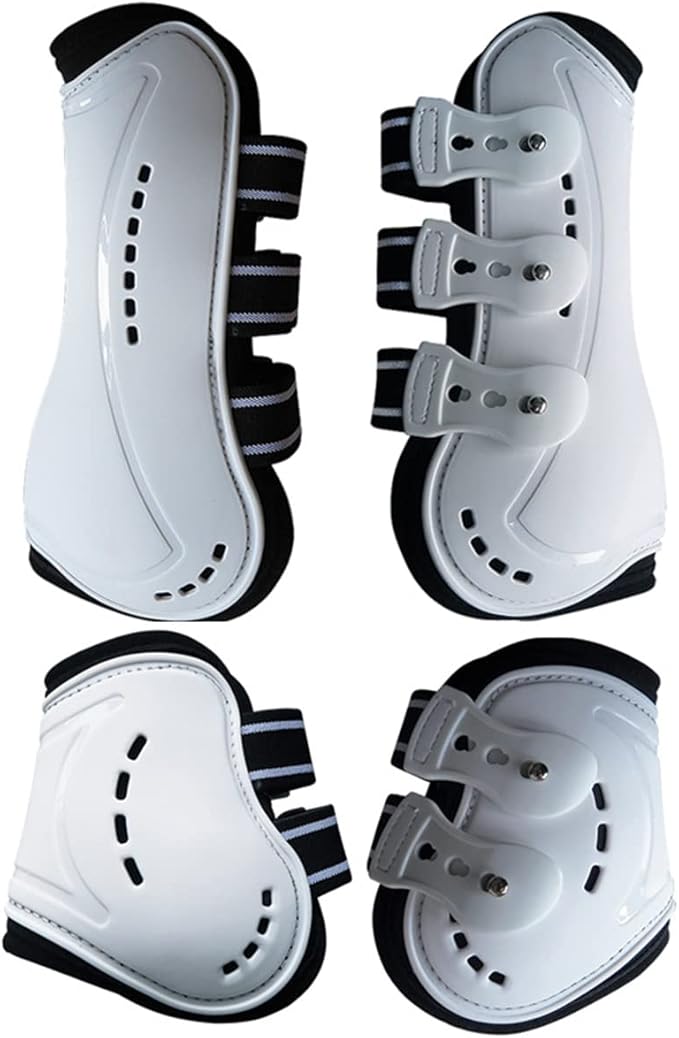 Horse Boots Open Front Jumping Tendon Sport Boots, Hind Fetlock Boots, Secure Leg Protection, Classic Breathable Equine Supplies, Set of 4