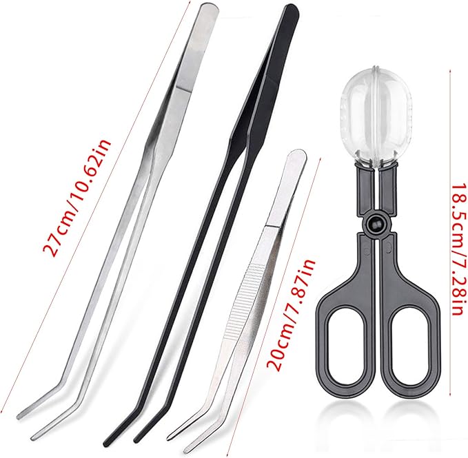 NonSlip Clamp Reptiles Feeding Tweezers with Clear Catcher Catching Tool for Safe Use Reptiles Care Supplies